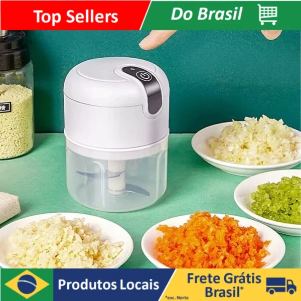 Mini Processador Elétrico de Alimentos Portátil com 3 lâminas de aço inox USB 250 ml Bivolt - Image 2