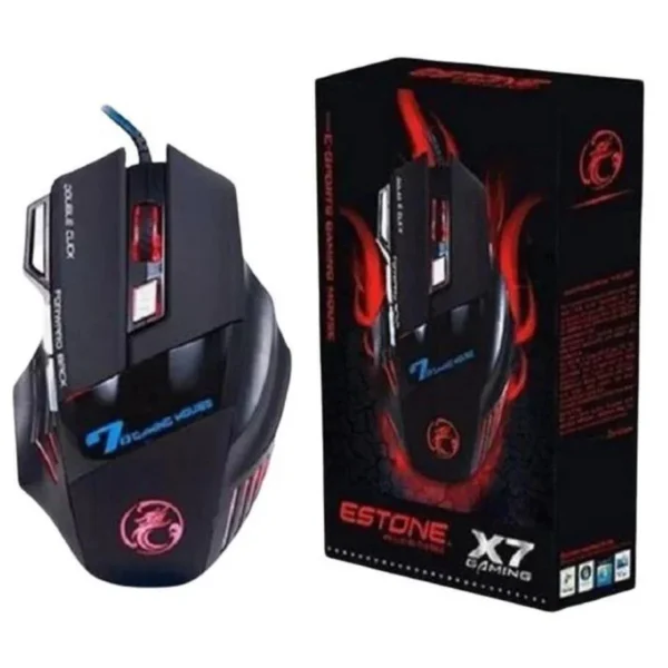 Mouse Gamer Profissional LED Laser X7 - 3200 DPI, USB, Botões Programáveis - Image 2