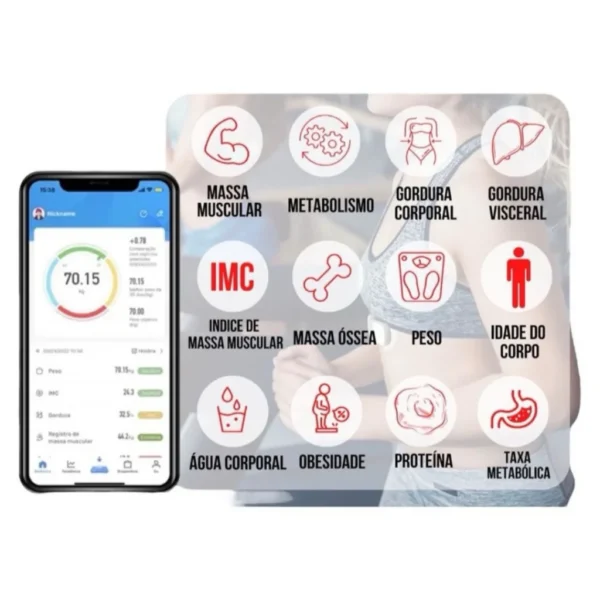 Balança Bioimpedância Bluetooth até 180kg com Resultado no Celular - Image 5