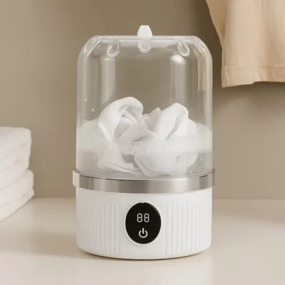 Mini Máquina de Lavar Portátil 1L Sem Fio Recarregável 2 Modos Lavagem Prova D’Água